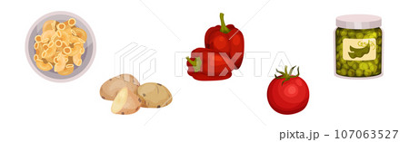Appetizing Vegetable Minestrone Products and Ingredients Vector Set Appetizing Vegetable Minestrone Products and Ingredients Vector Set 107063527
