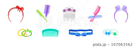 Hair Bobble, Band and Comb Accessory Vector Set 107063562