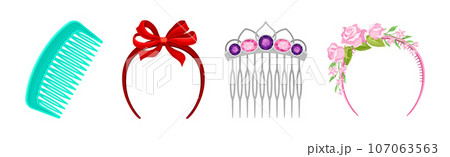 Hair Band or Clasp and Comb Accessory Vector Set 107063563