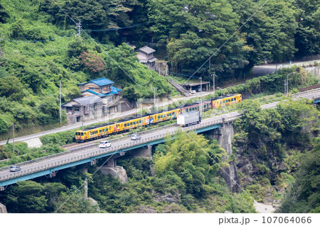 【土讃線】吉野川沿いを走行する特急南風 【土讃線】吉野川沿いを走行する特急南風 107064066