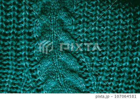 Handmade knitted material with detail woven threads. 107064581