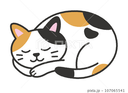 寝る三毛猫のイラスト素材 [107065541] - PIXTA