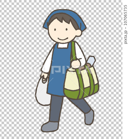 Illustration of a man doing daily shopping 107065735
