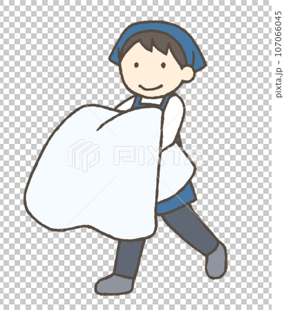 布団を運ぶ男性のイラスト 107066045