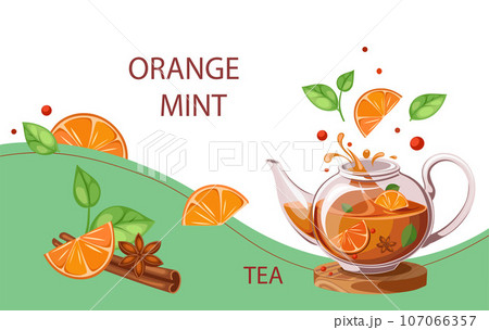 Autumn hot fruit tea with spices 107066357