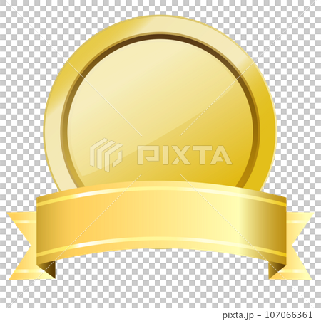 golden medal with gold ribbon golden medal with gold ribbon 107066361
