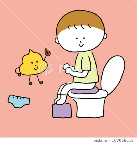 一人でトイレでうんちをする子ども1 一人でトイレでうんちをする子ども1 107066618
