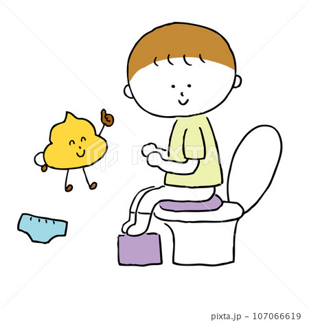一人でトイレでうんちをする子ども2 107066619