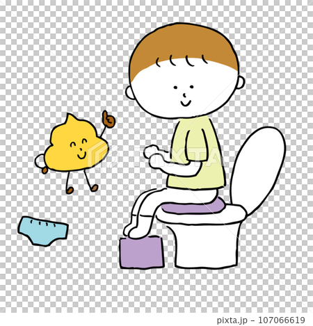 一人でトイレでうんちをする子ども2 107066619