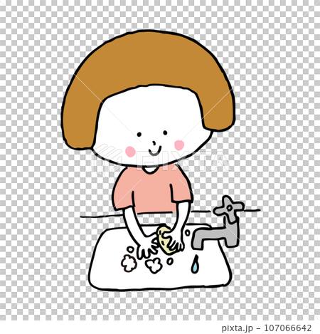 Child washing hands with soap 2 107066642