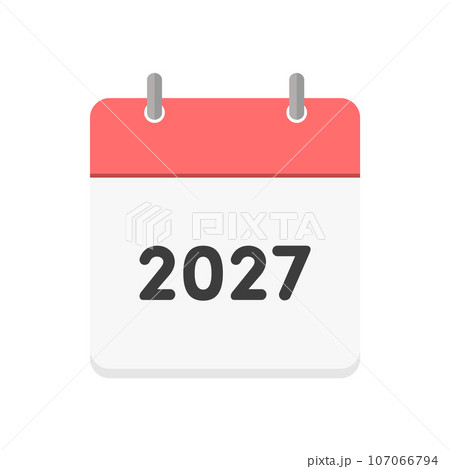 2027年のカレンダーの表紙のアイコン - リングのついた暦やプランナー
