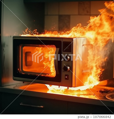 cartoon oven on fire