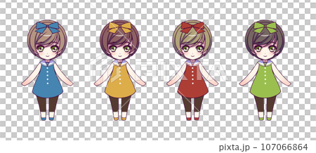 動漫風格女孩角色變形全身插畫集 107066864