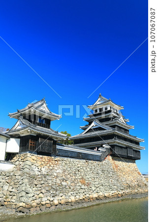 【大分県】晴天の中津城　天守閣と大鞁櫓 107067087