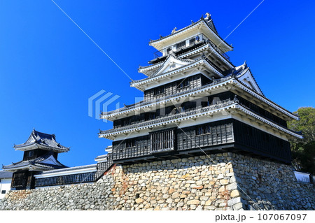 【大分県】晴天の中津城　天守閣と大鞁櫓 107067097