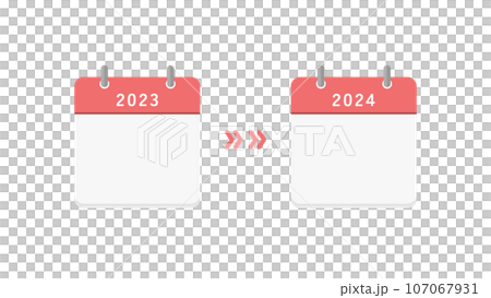 2023年と2024年の白紙のカレンダーと矢印 - 2年分の計画の告知や変更・延期のイメージ素材 2023年と2024年の白紙のカレンダーと矢印 - 2年分の計画の告知や変更・延期のイメージ素材 107067931