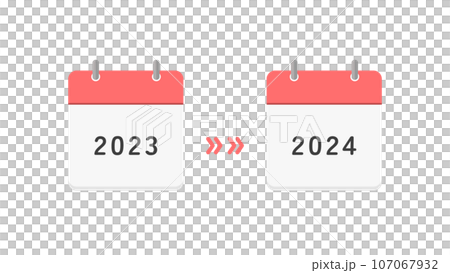 2023年と2024年のカレンダーと矢印 - 2年分の計画の告知や変更・延期のイメージ素材 2023年と2024年のカレンダーと矢印 - 2年分の計画の告知や変更・延期のイメージ素材 107067932