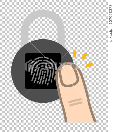 指紋認證鎖和手指 107068378
