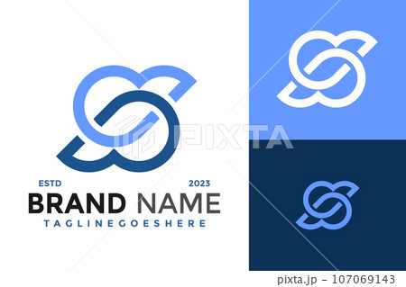 Letter DP or S Monogram Logo design vector symbol icon illustration 107069143