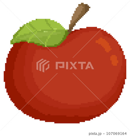 Isolated cute red apple with leaf in pixel art Isolated cute red apple with leaf in pixel art 107069164