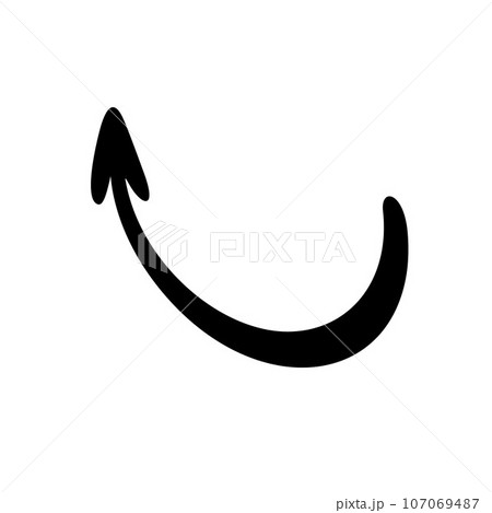 Arrow simple hand drawn vector illustration, free form curved sign showing direction to right Arrow simple hand drawn vector illustration, free form curved sign showing direction to right 107069487
