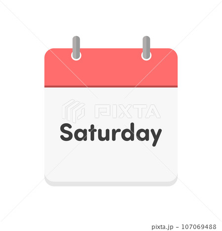 Saturdayの文字とカレンダーのアイコン - シンプルな土曜日のイメージ素材 - 英語 107069488