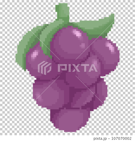 Isolated cute purple grape with green leaf in autumn and pixel art style Isolated cute purple grape with green leaf in autumn and pixel art style 107070002