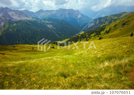 landscape with mountains, hills, clouds and meadow landscape with mountains, hills, clouds and meadow 107070051