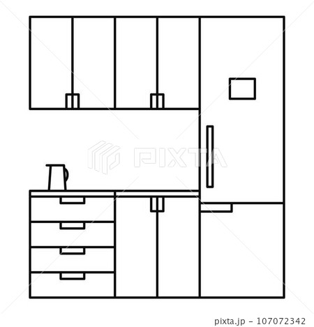Modern kitchen icon. Outline illustration of modern kitchen vector icon for web design isolated on white background 107072342