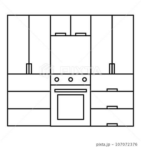 Kitchen furniture icon. Outline illustration of kitchen furniture vector icon for web design isolated on white background 107072376