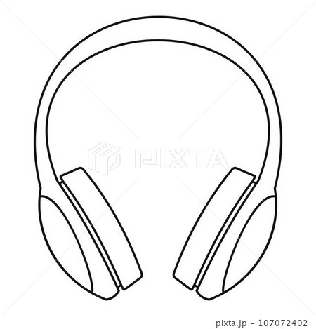 Retro headphones icon. Outline illustration of retro headphones vector icon for web design isolated on white background Retro headphones icon. Outline illustration of retro headphones vector icon for web design isolated on white background 107072402