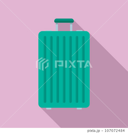 Green travel bag icon. Flat illustration of green travel bag vector icon for web design 107072484