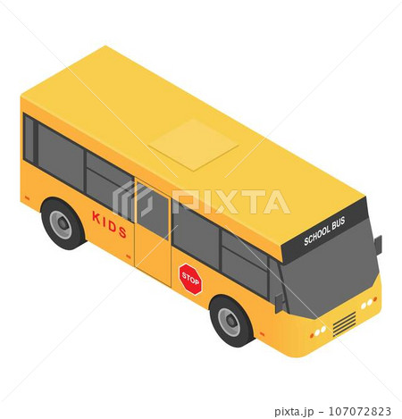 Village school bus icon. Isometric of village school bus vector icon for web design isolated on white background Village school bus icon. Isometric of village school bus vector icon for web design isolated on white background 107072823