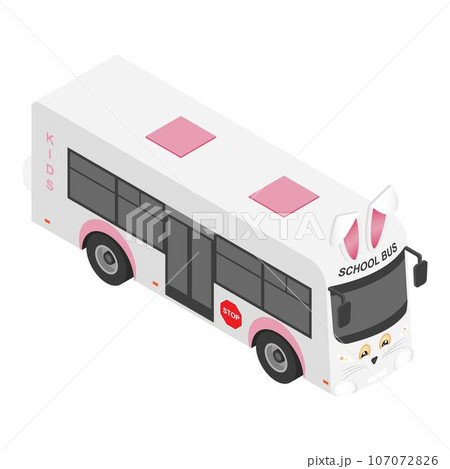 Rabbit school bus icon. Isometric of rabbit school bus vector icon for web design isolated on white background 107072826