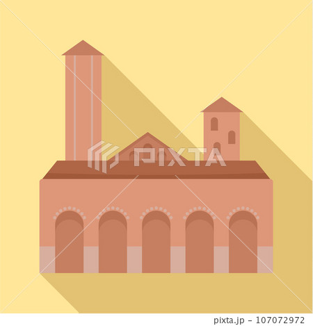 City tower brown building icon. Flat illustration of city tower brown building vector icon for web design 107072972