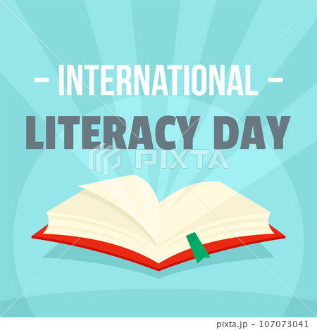 Open book literacy day background. Flat illustration of open book literacy day vector background for web design Open book literacy day background. Flat illustration of open book literacy day vector background for web design 107073041