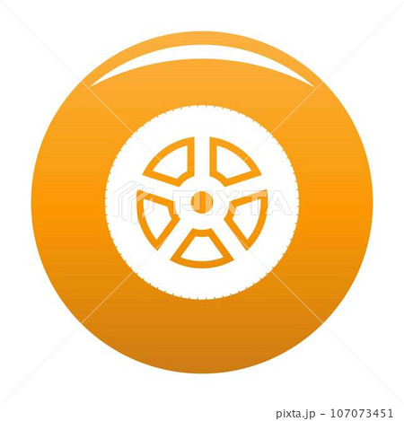Wheel icon. Simple illustration of wheel vector icon for any design orange Wheel icon. Simple illustration of wheel vector icon for any design orange 107073451