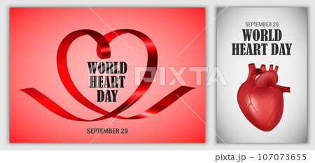 World Heart Day core world doctor medical banner concept set. Realistic illustration of 2 World Heart Day core world doctor medical vector banner concepts for web 107073655