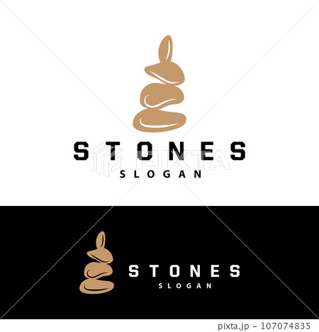 Stone Logo, Premium Elegant Design, Stone Balance Vector, Stepping Rock Walking Icon Illustration Design 107074835