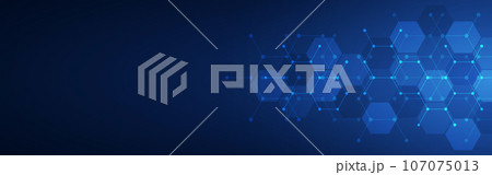 Abstract geometric background with hexagon pattern. hexagonal shape design elements for a banner or website header template Abstract geometric background with hexagon pattern. hexagonal shape design elements for a banner or website header template 107075013