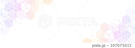 Abstract geometric background with hexagon pattern. hexagonal shape design elements for a banner or website header template Abstract geometric background with hexagon pattern. hexagonal shape design elements for a banner or website header template 107075015