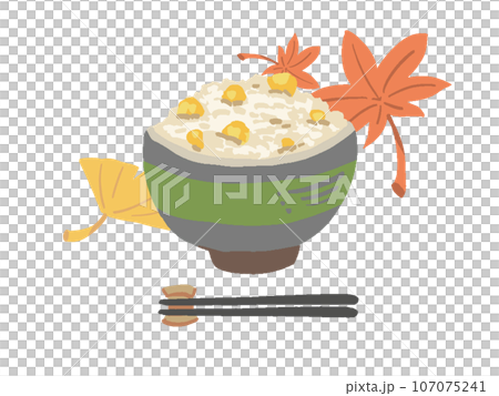 秋天的味道-簡單的手繪風格栗子飯插畫 107075241