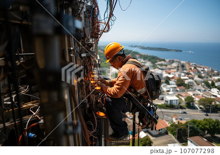 engineer working on a construction site 107077298