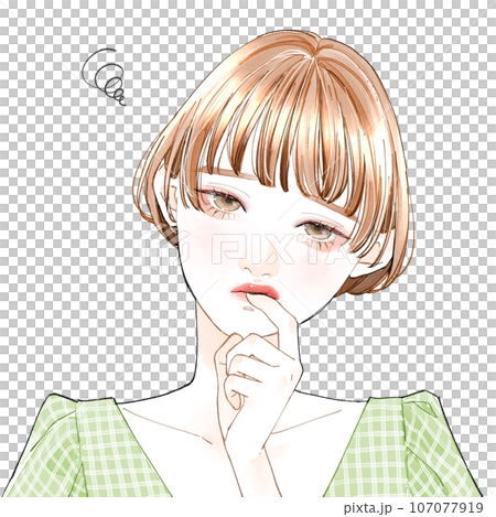 不満そうな女性 不満そうな女性 107077919