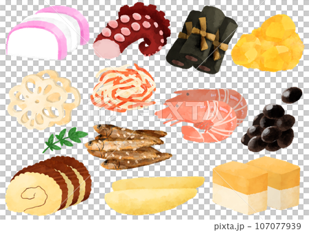 おせち料理のイラスト 手描き 水彩風 おせち料理のイラスト 手描き 水彩風 107077939