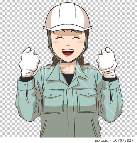 穿著工作服的積極進取的女性（戴著頭盔和手套） 107078827