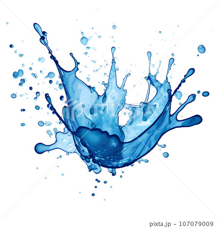 Blue Ink On White Background. Watercolor Brush. Elements For