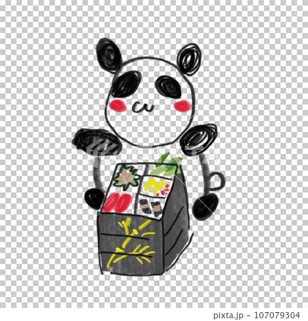 Illustration of osechi cuisine and loose panda Illustration of osechi cuisine and loose panda 107079304