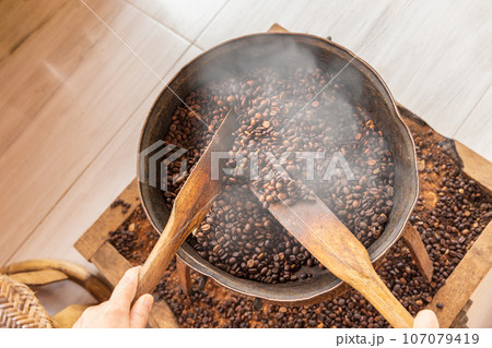Traditional Roast Coffee Beans At Home. Traditional Roast Coffee Beans At Home. 107079419