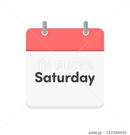 Saturdayの文字とカレンダーのアイコン - シンプルな土曜日のイメージ素材 - 英語 107080093